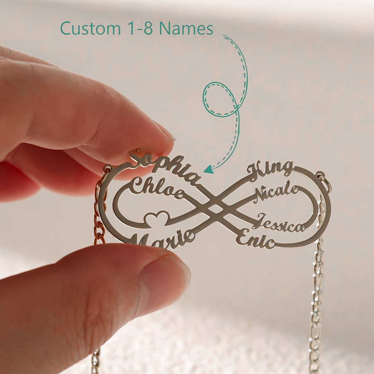 Custom Personalized 18K Plated Name Infinite Necklace for Women